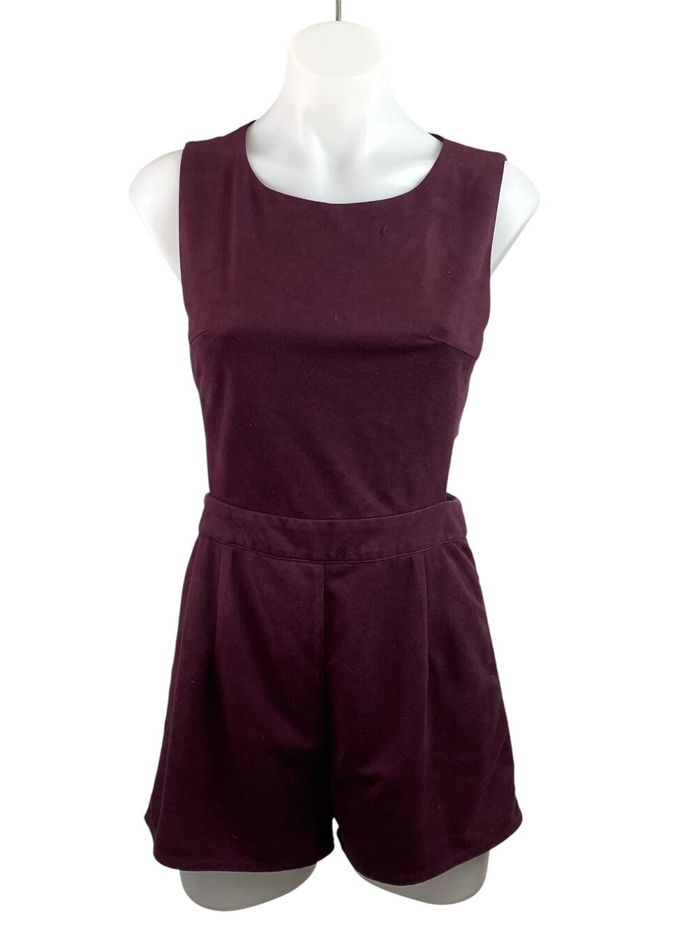 She + Sky Womens Maroon Sleeveless Cutout Active Athleisure Jumpsuit Romper Sz S